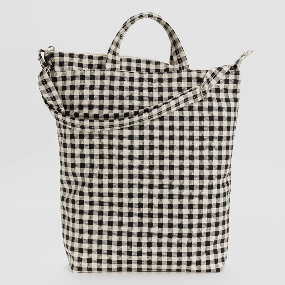 NWT Baggu Vertical Zip Duck Bag in Black & White Gingham